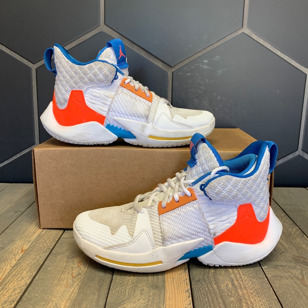~Used W/O Box! Youth Air Jordan Why Not Zer0.2 'OKC Home' Sneakers Size 5.5Y